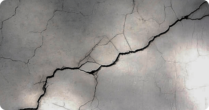 Horizontal cracks along the upper part of a basement wall